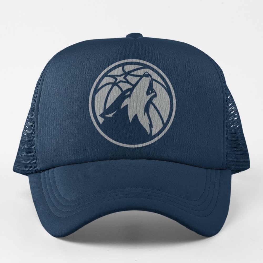 NEW Minnesota Timberwolves Alt Circle Logo Foam Trucker Mesh Snapback Hat NAVY